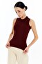 Women's Burgundy Crew Neck Blouse - 3