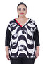 Plus Size Cat Print V-Neck Capri Sleeve Blouse