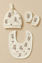 100% Organic Cotton 5-Piece Newborn Baby Hospital Discharge Set - Bodysuit - Top, Bottom, Hat, Gloves, Bib - 5