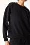 Women's Rhona Crew Neck Regular Fit 3 Thread Sweatshirt 100% Cotton - Black - 8