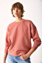 Women's Rhona Crew Neck Regular Fit 3 Thread Sweatshirt 100% Cotton - Dusty Rose - 7