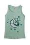 Girl's Cotton Salmon White Water Green Moon Owl Printed Tank Top - 2