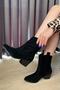Women's Black Suede Short Heeled Cowboy Boots - 3