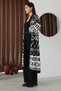 Women's Black Patterned Fringed Long Length Knitwear Cardigan - 2