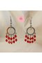 Red Crystal Beaded Dangle Hoop Earrings - Sparkling Elegant Chic Women's Earrings - Fashion Accessory Jewelry - 8