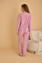 Pink Embroidered Towel Fabric Knitted Pajama Set25226007 - 3