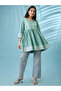 Green Ethnic Print Sequined Detail Tunic - 5