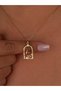 Red Rose Picture Painting Steel Gold Necklace Minimalist Gift Daily Necklace Zircon Stone - 6