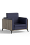 KD 3326 Truffle Davos Oak Wooden Single Seat Sofa with PU Cushion for Offices, Home - Blue