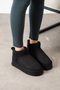 Black Women's Thick Sole Suede Stylish Daily Boots with Fur Inside - 2