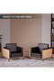 KD 3326 Coco Bolo Wooden Single Seat Sofa with PU Cushion for modern Offices, Home - Black - 6