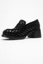 Marlon Black Braided Women's Thick Heeled Loafer Shoes - 4