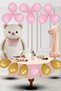 1 Year Old Retro Foil Cream Teddy Bear Pink Gold Balloon Rose Gold Number Birthday Decoration