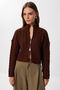 Hair Braided Zippered Knitwear Cardigan Lmt0039 Brown - 2