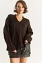 Women's Brown Oval Collar Hair Knit Oversize Knitwear Sweater Tk241277 60284091 - 3