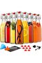 8 Pack 16oz Glass Bottles – Flip Top Airtight Lids with Labels, Pen & 2 Pourers
