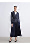 Lcwaikiki Classic Navy Blue Elastic Waist Satin Pleated Skirt - 3