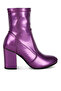 Women Metallic Pleather Sock Boots in Purple - 2