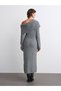 90259 Bardot Collar Soft Textured Knitwear Dress-Smoked M. - 2