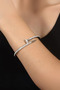 Women's Steel Bracelet - Silver Zircon Stone Embroidered Spiral Model Steel Bracelet - 3