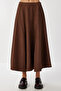 Midi Flared Suede Skirt Lns0087 Brown - 4