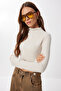 Crop Yumoş Knitted Blouse Lub0236 Beige - 2