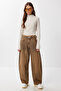 Crop Yumoş Knitted Blouse Lub0236 Beige - 3