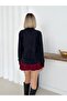 Women's Black Buttoned Front Crew Neck Bearded Knitwear Cardigan - 3