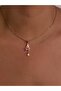 Pink Enamel Zircon Drop Stone Gold Steel Necklace Women's Gift Elegant Thin Chain Butterfly - 7