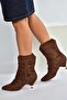 V404022202 Brown Suede Low Heel Tasseled Women's Boots - 5