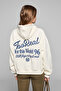 Luxe Women's Color Embroidered and Back Print Detailed Hooded Ecru Sweatshirt - 6