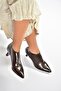 V676523608 Brown Patent Leather Thick Heeled Women's Shoes