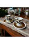 Russian Horse Patterned Porcelain 2-Person 4-Piece Coffee Cup Set - 8