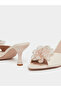 Floral Corsage Slip On Kitten Heel Sandals - 4