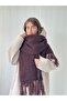 Large Size Soft Knitted Scarf Women Dark Brown - 5