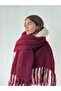 Large Size Soft Knitted Scarf Women's Burgundy - 2