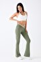 486 Green Color Shaping / Sculpting and Extra Flexible Effect Normal Waist Flared Leggings - 2