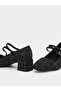 Black Tweed Block Heel Mary Jane Shoes - 4