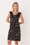 Women's Black V-Neck Collar Ruffle Sleeveless Dress Arm-25Y001098 - 2