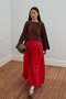 Red Pleated Detail Skirt