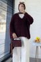 Premium Fringed V-Neck Soft Sweater – Burgundy - 7