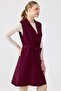 Double-Breasted Collar Buttoned Knitwear Vest Bordo - 3