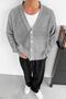Gray Knitted Detail Knitwear Cardigan