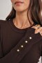 6736 Women's Crew Neck Sleeve Drop Knit Sweater Brown - 6