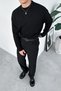 Black Knitted Pattern Relaxed Knitwear Sweater
