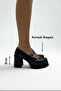 Black Thick Heeled Women's Shoes P9015 - 2
