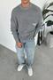 Gray Los Angeles Embroidery Oversize Knit Sweater