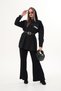 Women's Black Oversize Casual Hooded Parachute Shirt Pants Set - 5