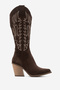 Women's High Heel Western Boots Real Suede Leather Zy 1614 Suede Brown