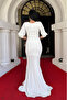 Glitter Fabric Fish Model Flywheel Detailed Evening Dress - White - 5
